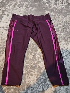 Under Armour Plum Athletic Leggings with Pink Trim Size 3x